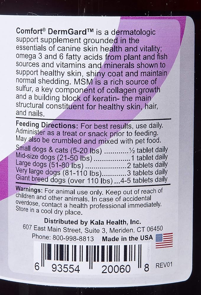 Comfort DermGard Skin and Coat Supplement for Dogs - 60 Tablets - image 2