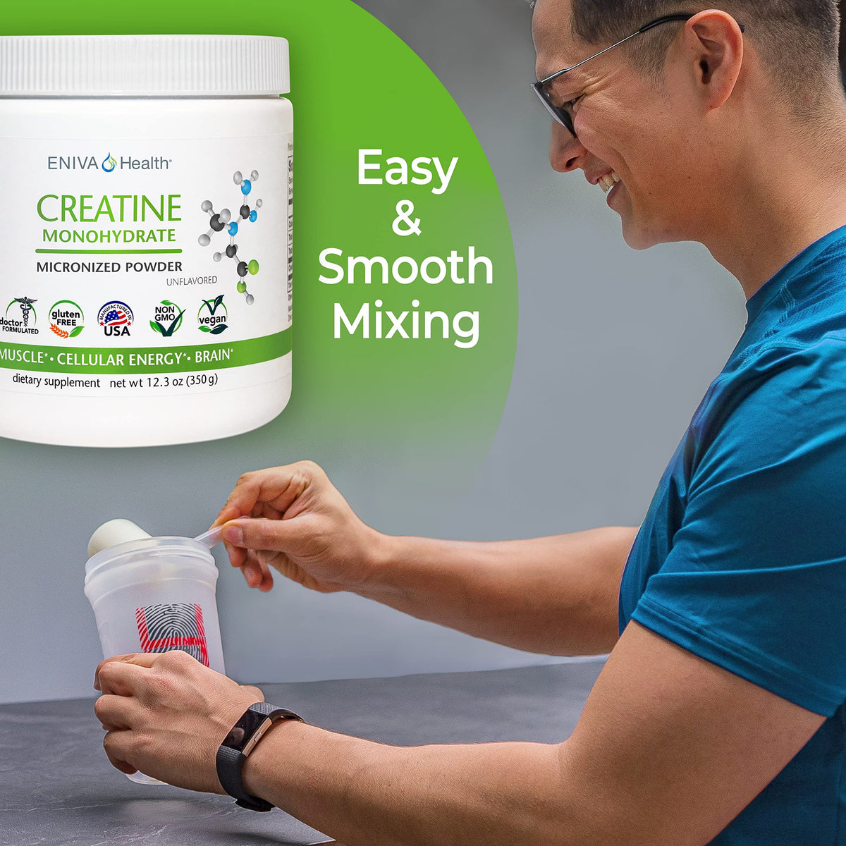 Eniva Creatine Monohydrate Powder Muscle Support - 70 Servings - image 5
