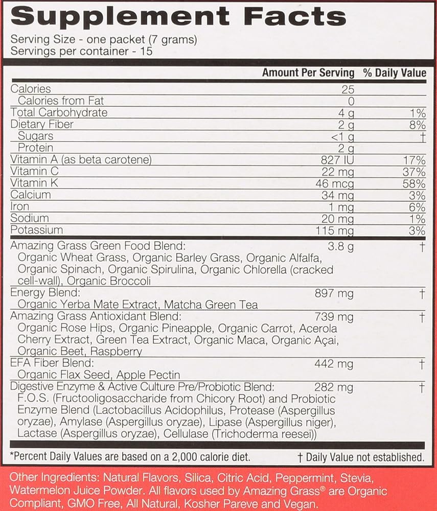 Amazing Grass Greens Blend Energy Watermelon - 15 Servings - image 2
