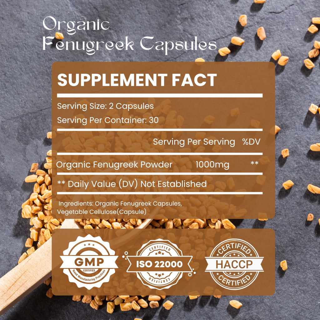 Hebhac Herbs Fenugreek Capsules for Lactation Support - 60 Capsules - image 2