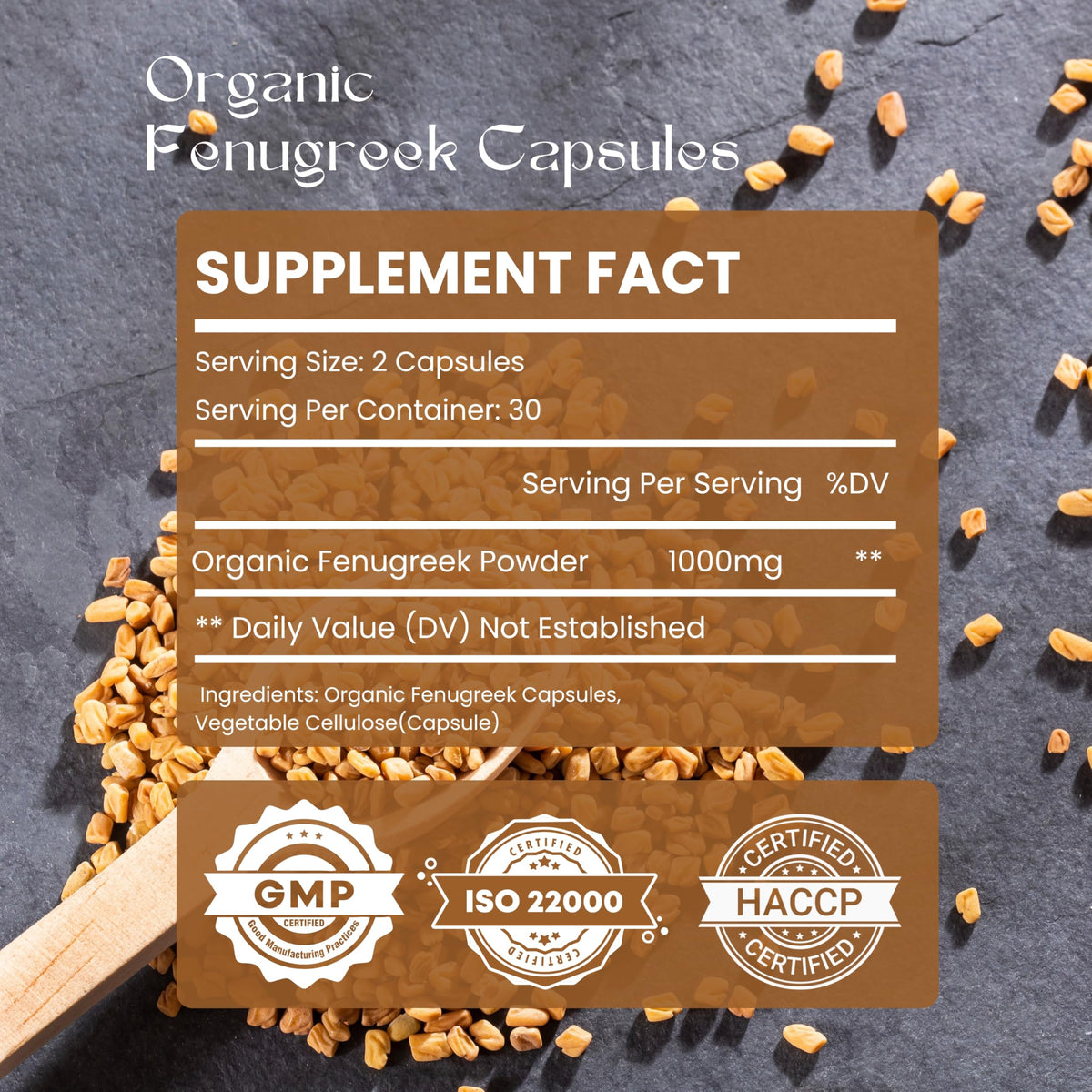 Hebhac Herbs Fenugreek Capsules for Lactation Support - 60 Capsules - image 2