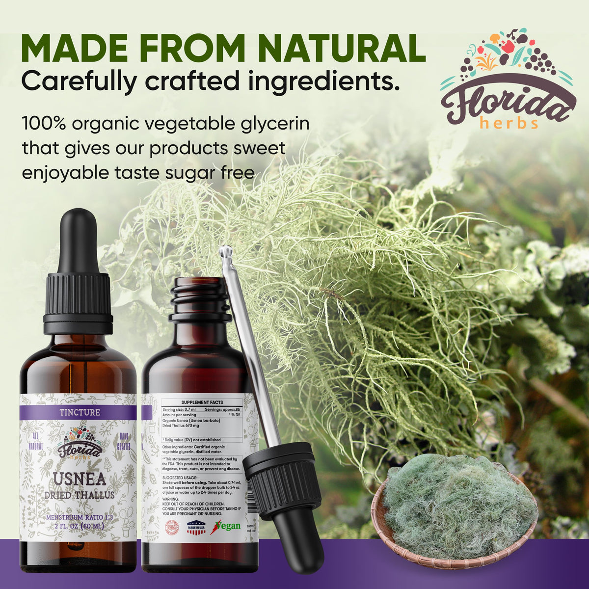 Florida Herbs Usnea Tincture Alcohol Free Herbal Supplement - 2 oz - image 3