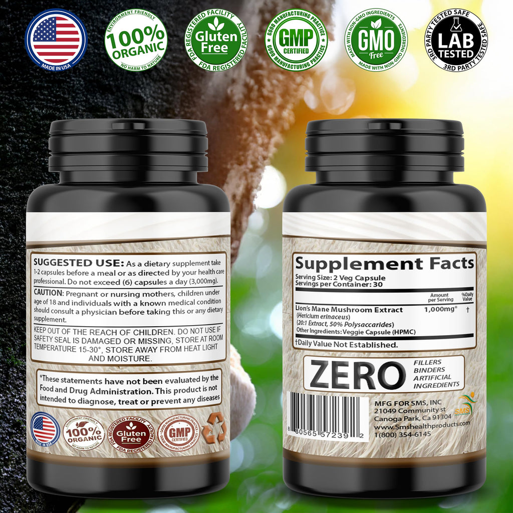 SMSHEALTHPRODUCTS.com Lion's Mane Mushroom Brain Support - image 2