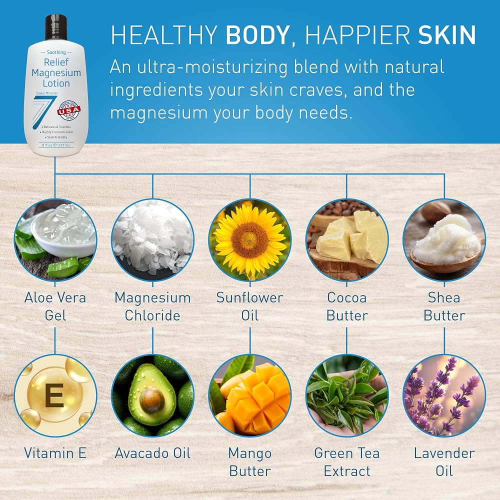 Seven Minerals Magnesium Lotion for Soothing Relief & Relaxation