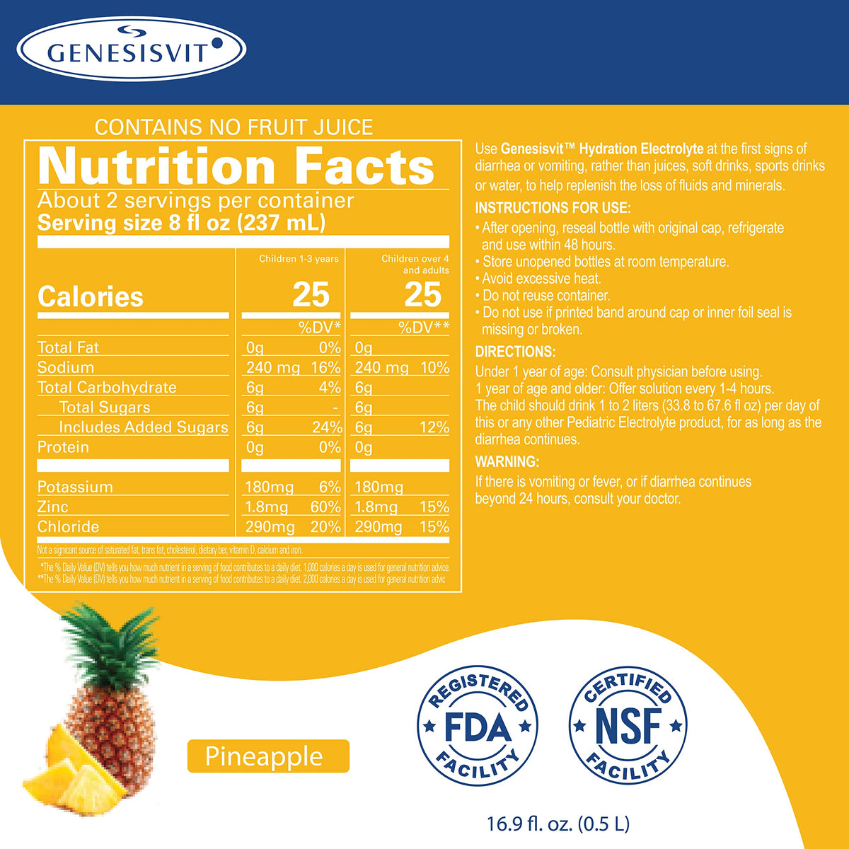 ALFA VITAMINS GenesisVit Electrolyte Solution Pineapple - 12 Pack - image 2