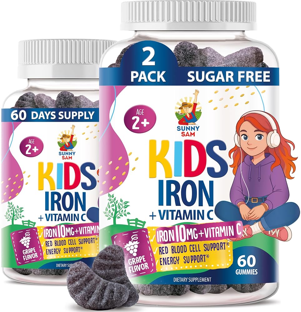 SUNNY SAM Iron Gummies for Kids & Adults - Iron Vitamins with Vitamin