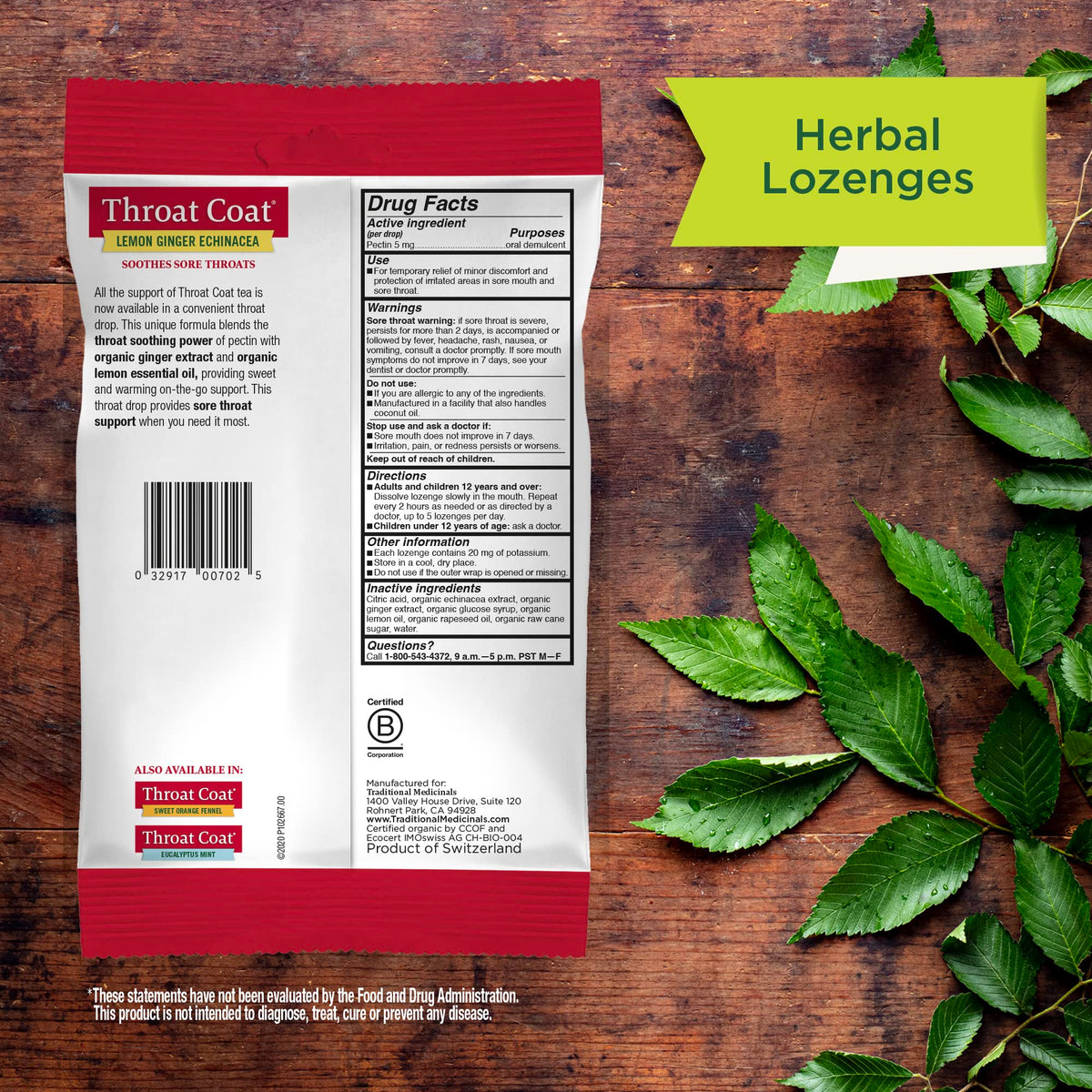 Traditional Medicinals Throat Coat Lemon Ginger Echinacea Lozenges - 16 Count - image 4