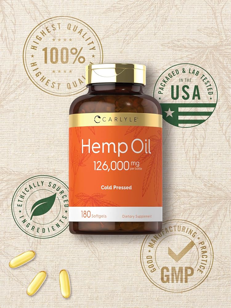 Carlyle Hemp Oil Softgel Capsules Omega 3-6-9 - 180 Count - image 6