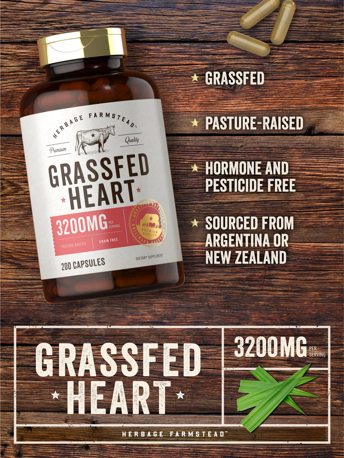 Carlyle Grass Fed Beef Heart Supplement - 200 Capsules - image 3