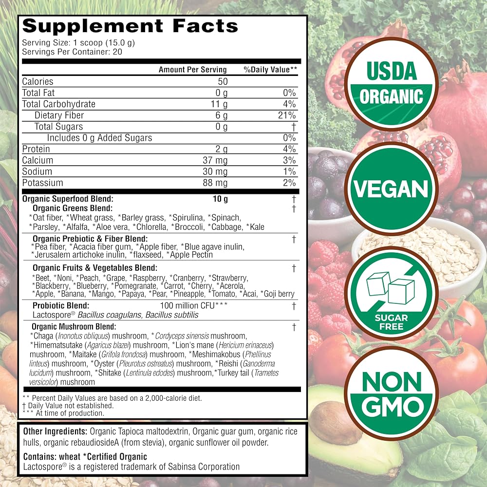 Country Farms Super Greens Natural Flavor, 50 Organic Super Foods - image 4