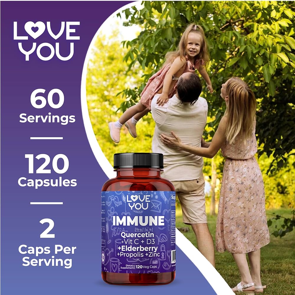 Love You Immune Support Supplement with Vitamin C & Zinc - 120 Capsules - image 3