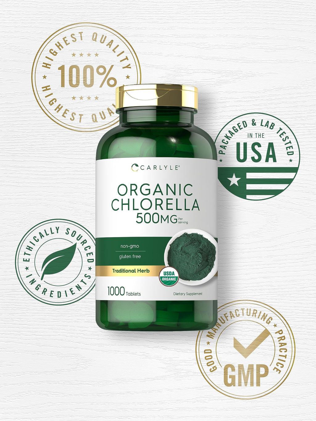 Carlyle Chlorella Tablets Organic 500 mg - 1000 Count - image 5