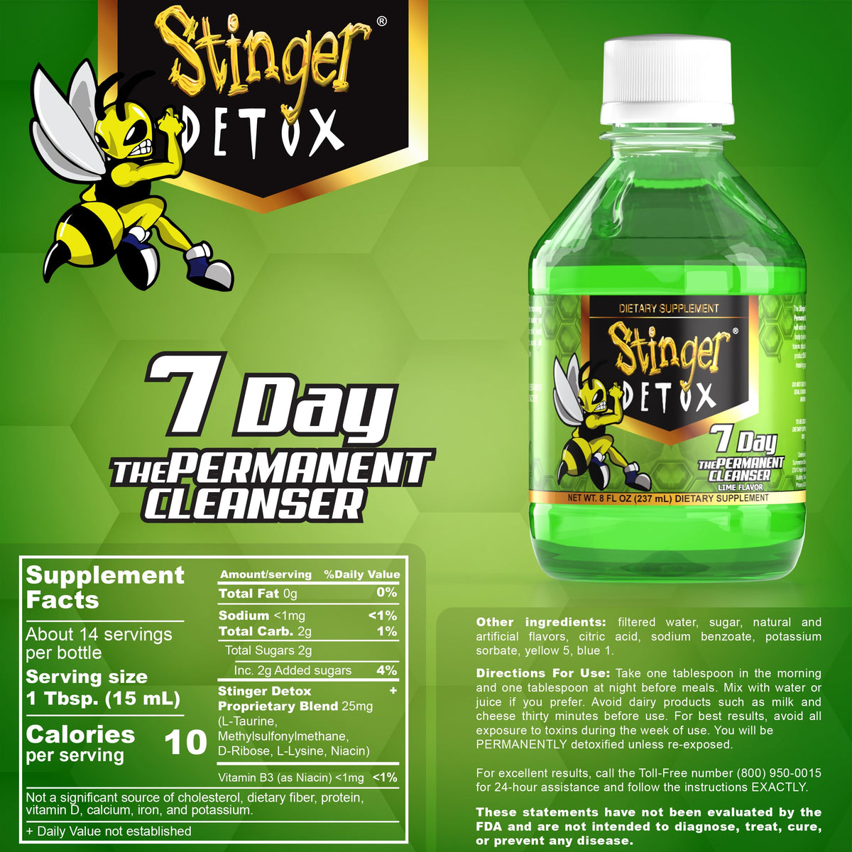 Stinger Detox 7-Day Permanent Drink Lime Flavor - 8 FL OZ - image 7