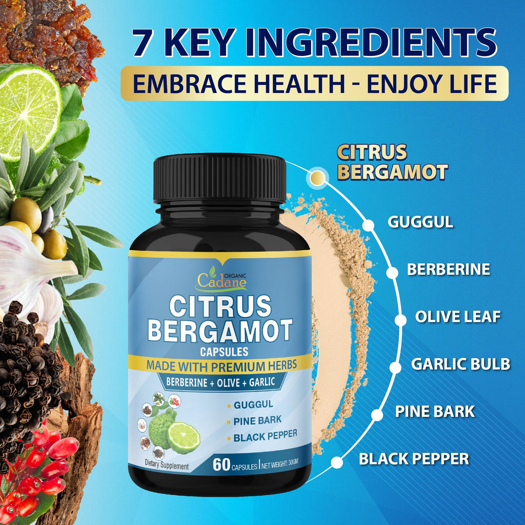 Organic Cadane Citrus Bergamot Extract Capsules - 120 Count - image 5