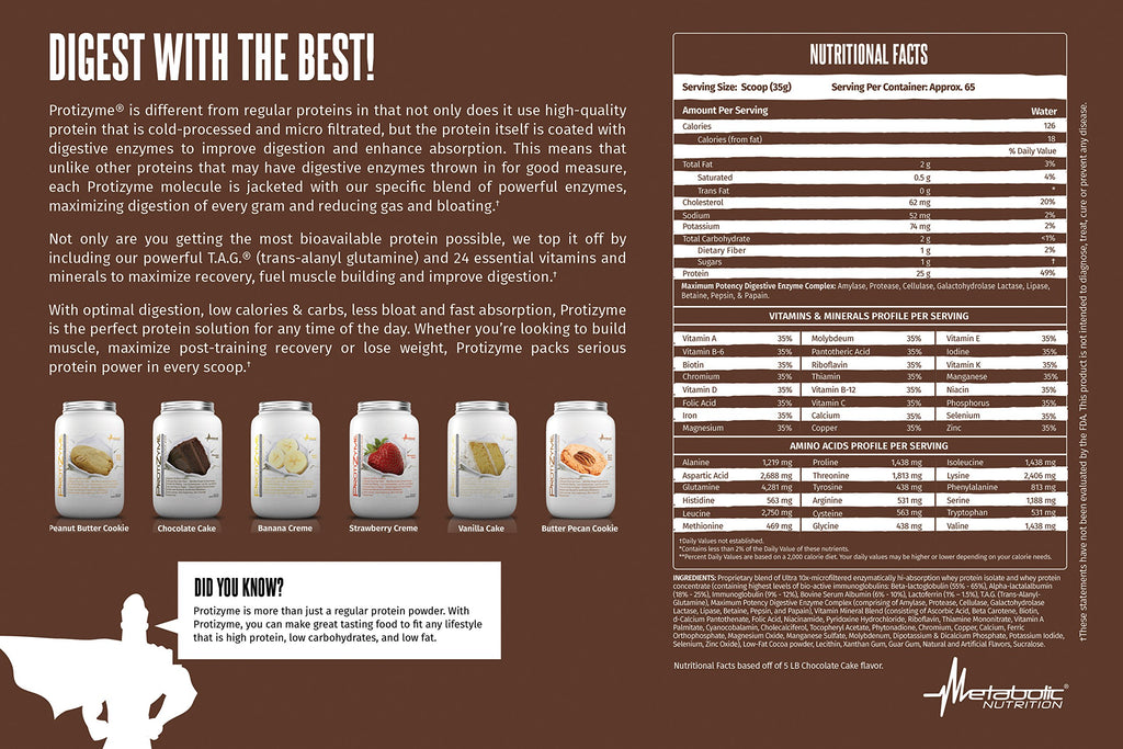 Metabolic Nutrition Protizyme 100% Whey Protein Powder - 26 Servings - image 5