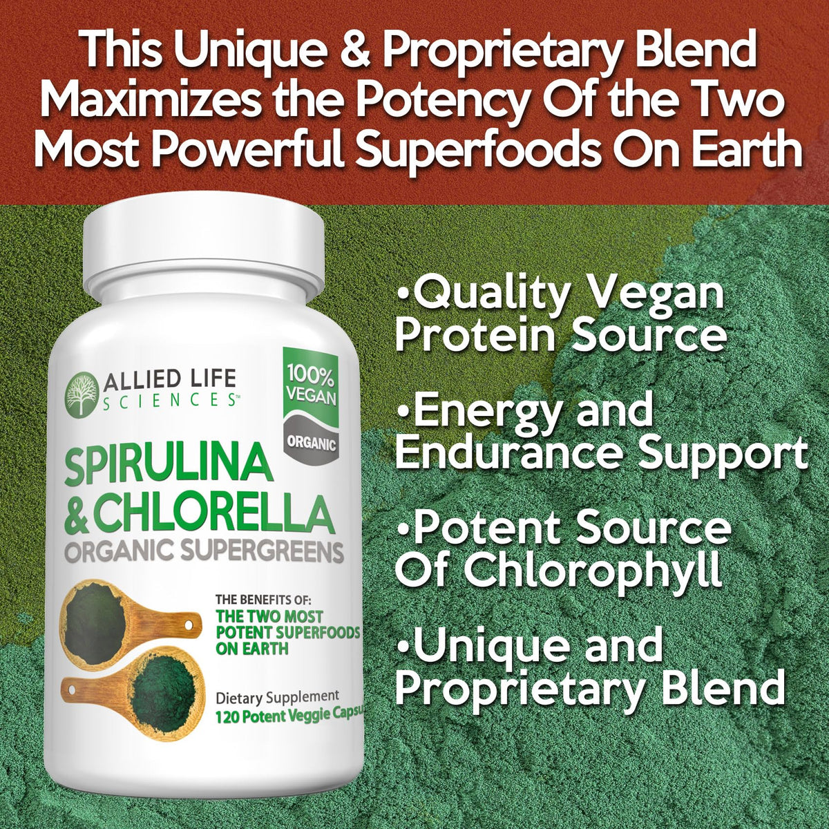 Allied Life Sciences Spirulina and Chlorella Capsules - 120 Count (Pack of 3) - image 4