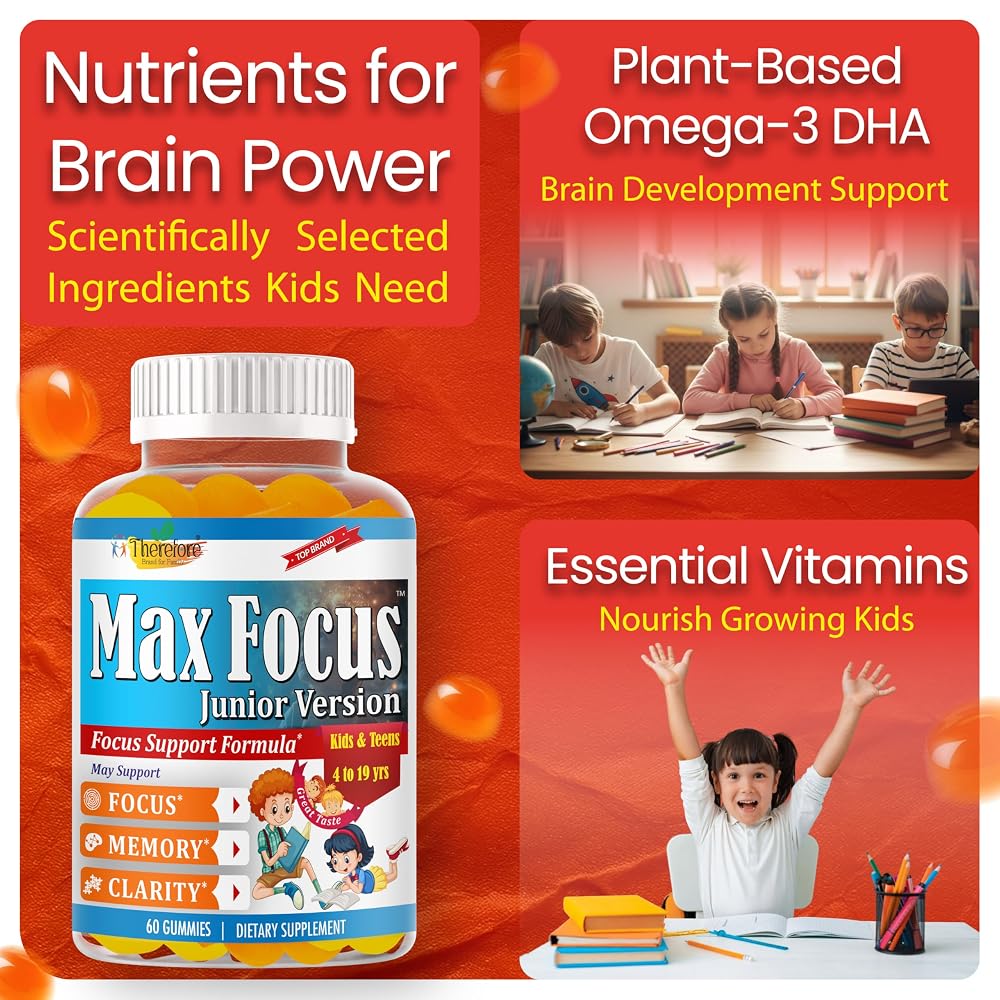 Therefore Max Focus Junior Omega-3 DHA Gummies for Kids - 60 Gummies - image 4