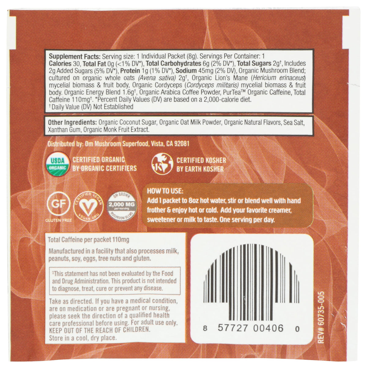 OM Mushroom Superfood Organic Mushroom Coffee Latte Blend - 10 Pack - image 2