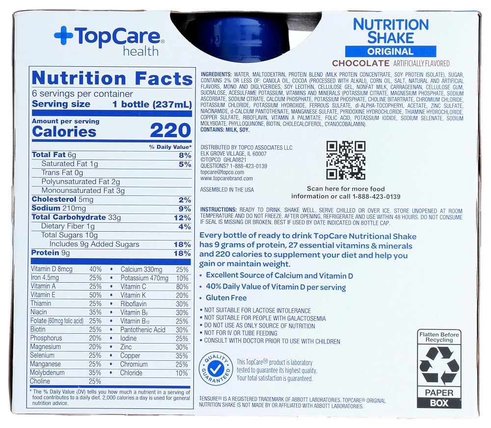 Topcare Adult Nutrition Drink Milk Chocolate - 48 Fl Oz - image 5