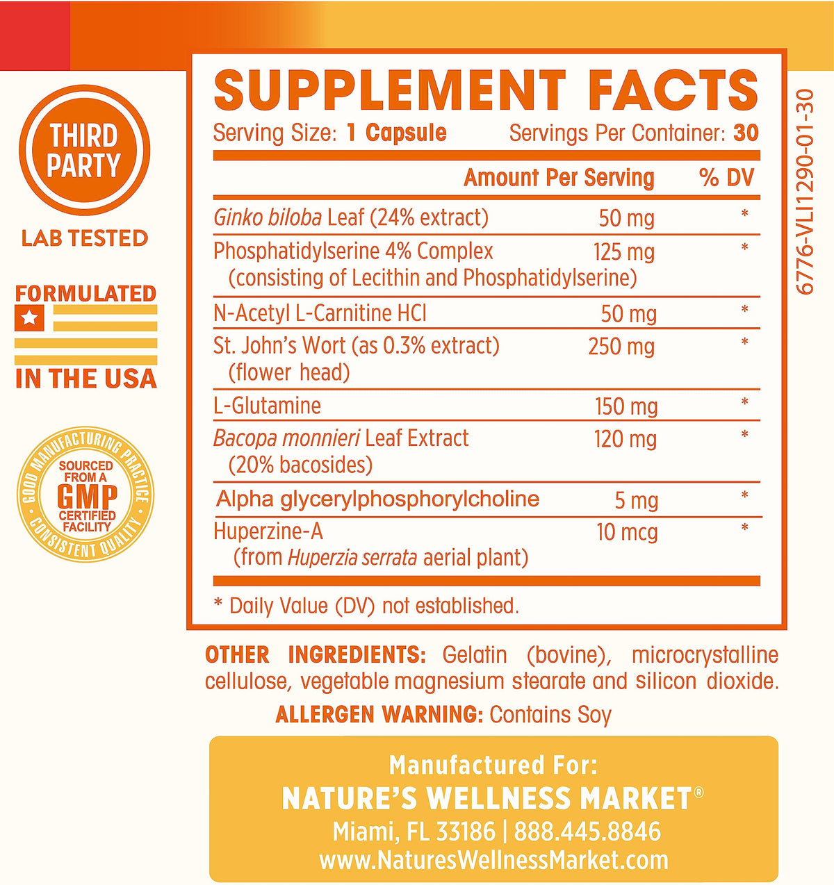 Natures Wellness Brain Booster Nootropic for Focus & Memory - 1 Capsules - image 5