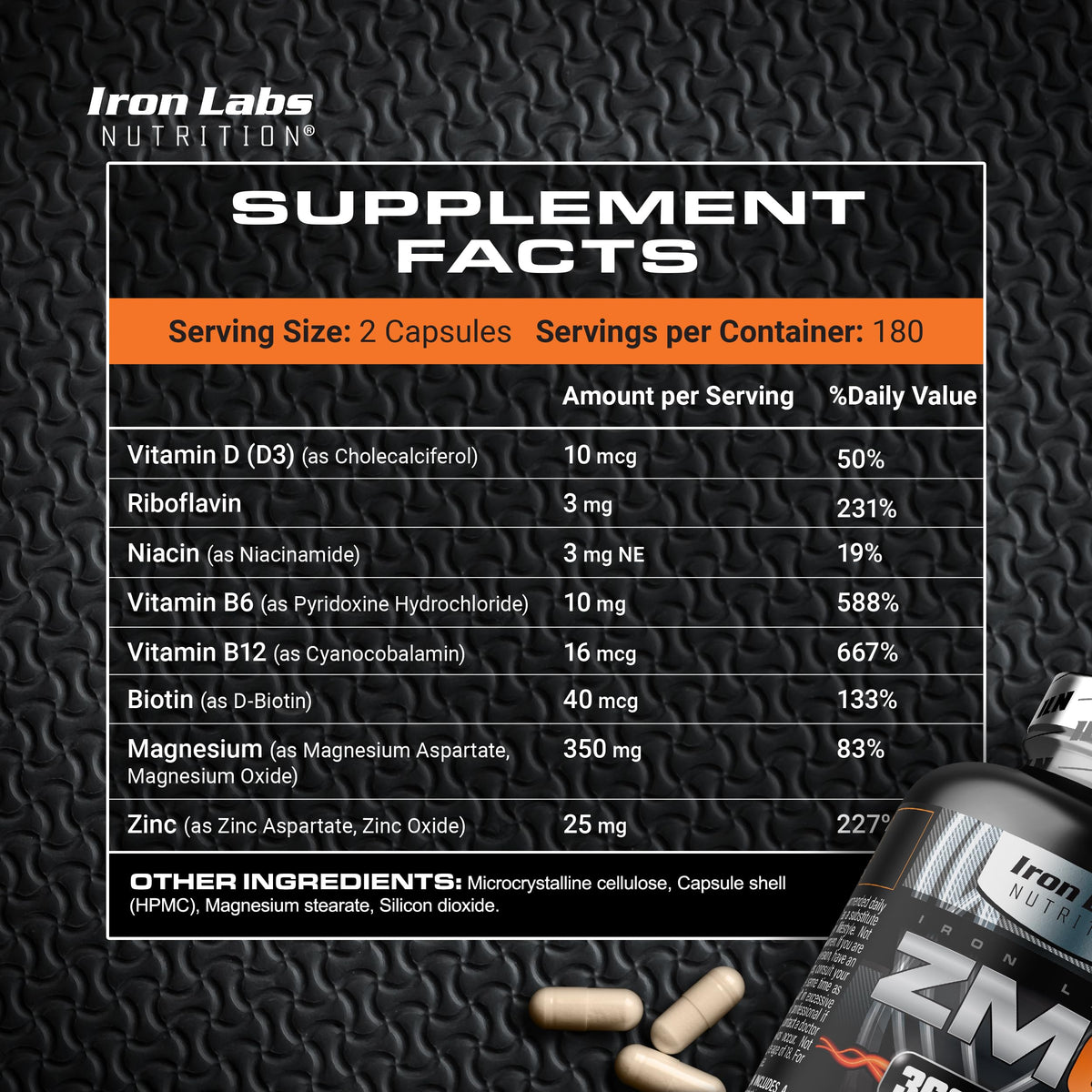 Iron Labs Nutrition ZM6 High Strength Zinc Magnesium - 360 Capsules - image 2