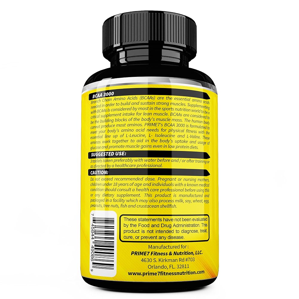 PRIME7 BCAA 3000 Amino Acids Non-GMO Formula - 120 Tablets - image 3