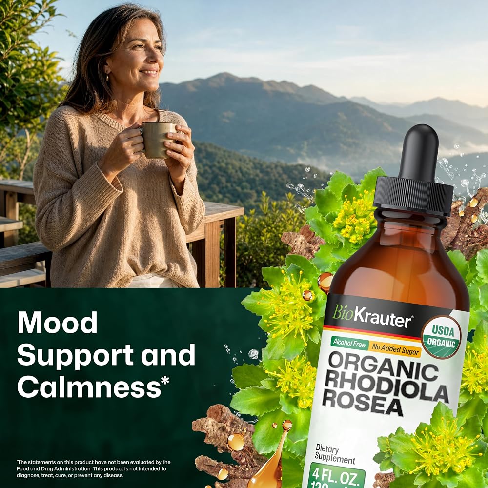 BIO KRAUTER Rhodiola Rosea Extract for Calmness Support - 4 Fl Oz - image 2