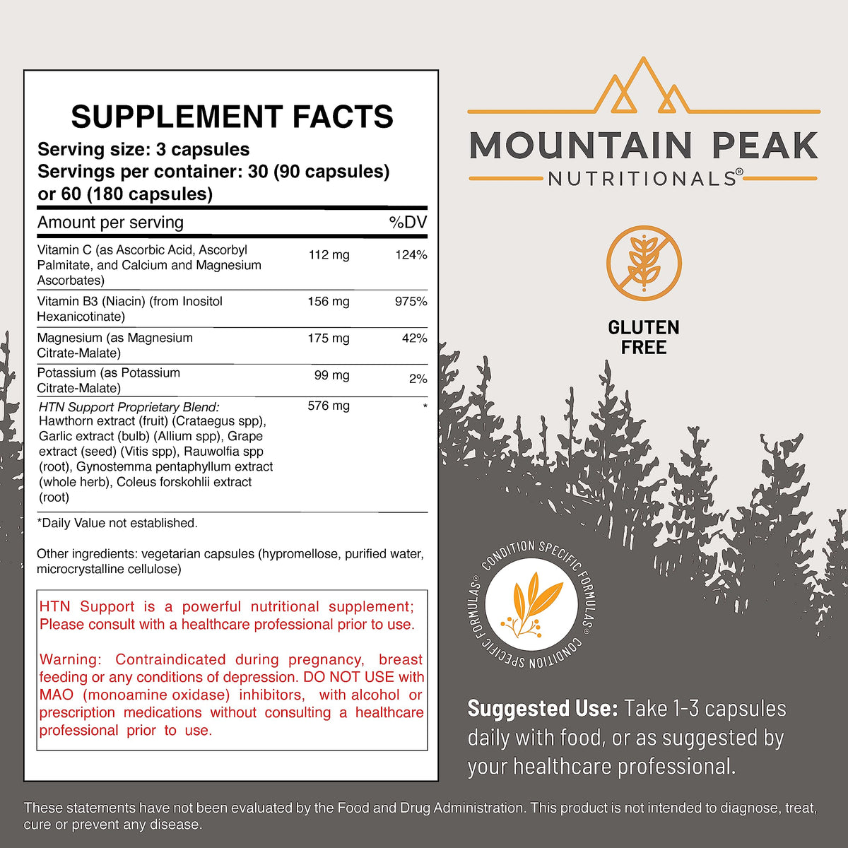 Mountain Peak Nutritionals HTN Support Supplement for Heart