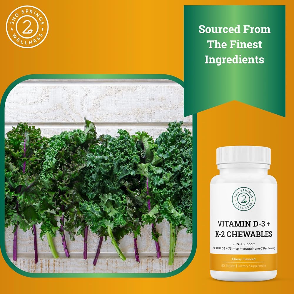 2nd Springs Vitamin D3 + K2 Chewables Cherry - 90 Tablets - image 4