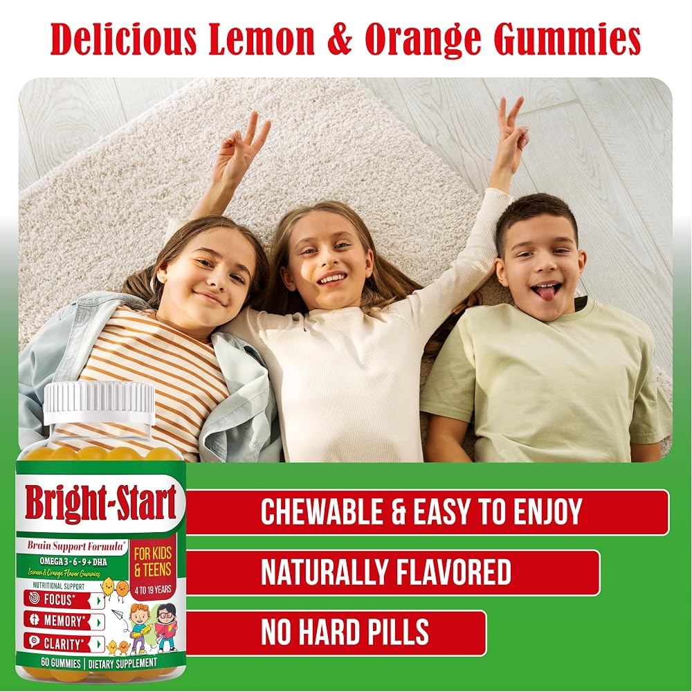 BrightStart Focus Gummies for Kids & Teens with Omega 3 DHA - 60 Ct - image 5