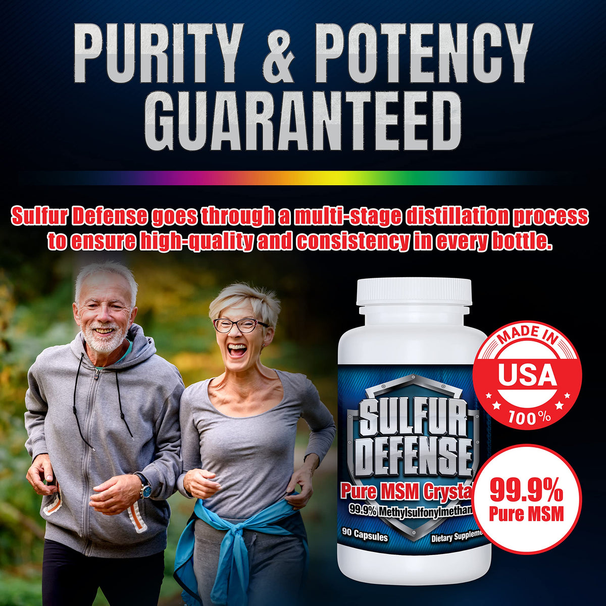 7 Lights Sulfur Defense Opti-MSM 99.9% Pure MSM Powder - 90 Capsules - image 3