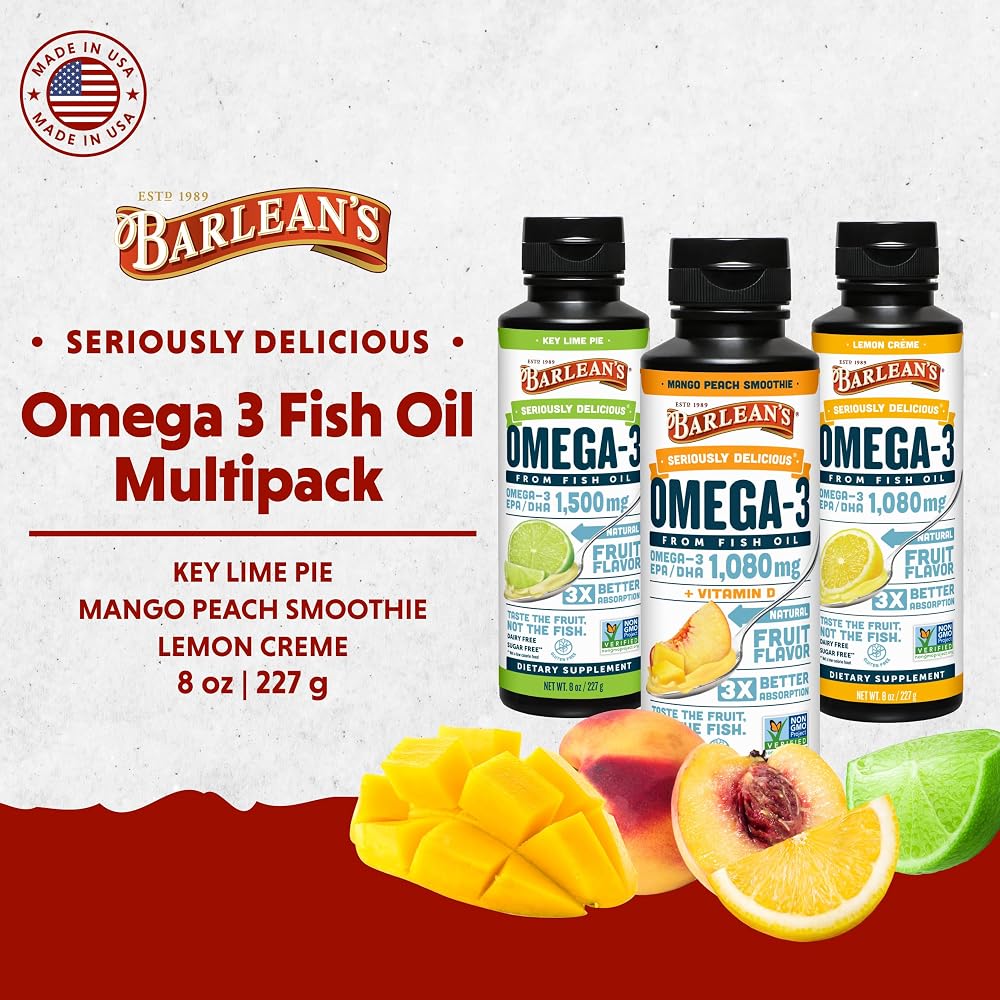 Barlean's Omega 3 Fish Oil Liquid Supplement for Men and Women