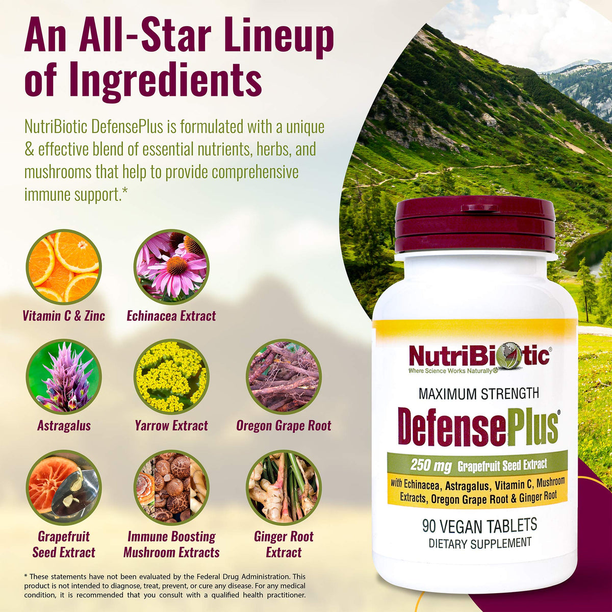 NutriBiotic DefensePlus Immune Support - 90 Tablets - image 4
