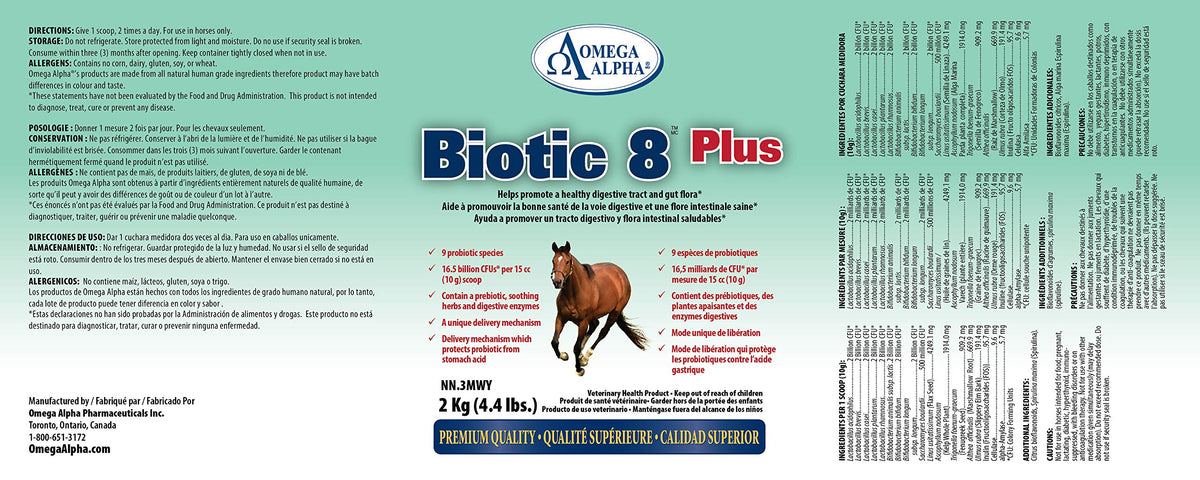 Omega Alpha Biotic 8 Plus Equine Probiotic - 8.8 lbs - image 3