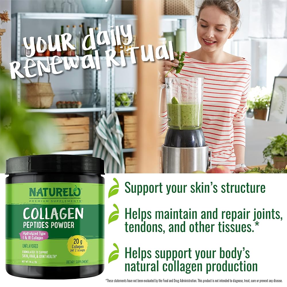 NATURELO Hydrolyzed Collagen Peptide Powder - 32 Oz (2 Pack) - image 6