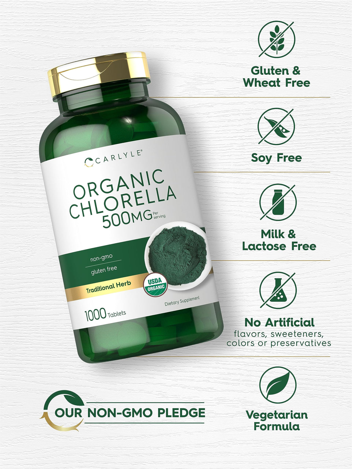 Carlyle Chlorella Tablets Organic 500 mg - 1000 Count - image 4