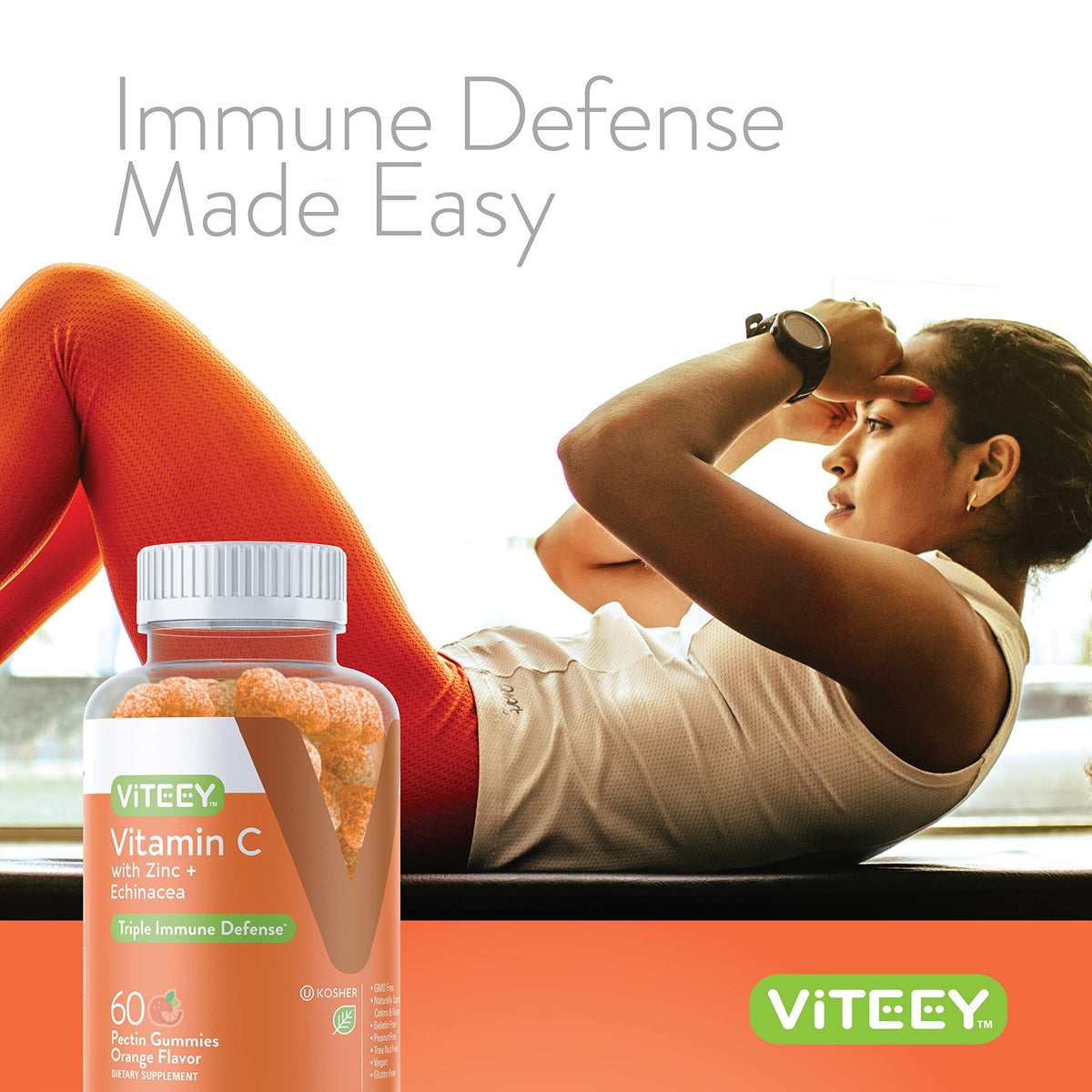 Viteey Vitamin C Gummies for Adults & Teens with Zinc & Echinacea