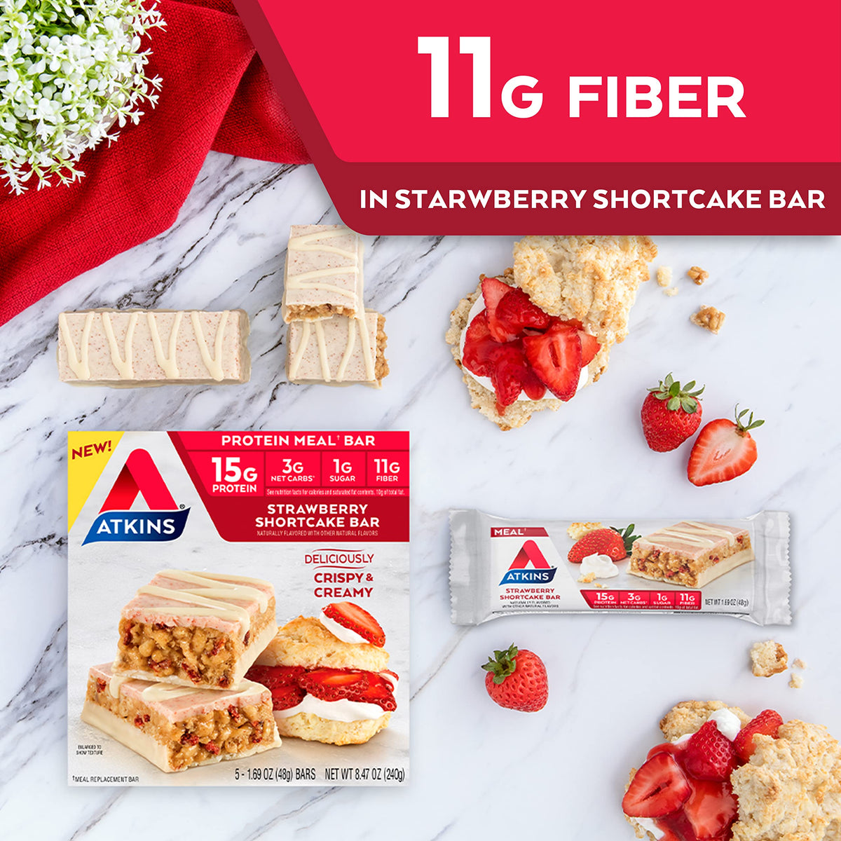 Atkins Strawberry Shortcake Protein Meal Bar - 30 Count - image 6