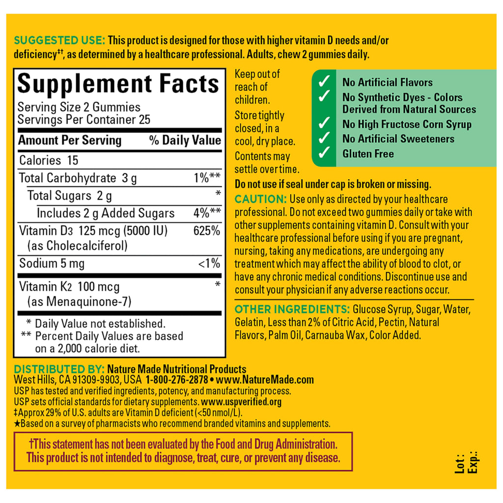 Nature Made Vitamin D3 K2 Gummies - 50 Count - image 8