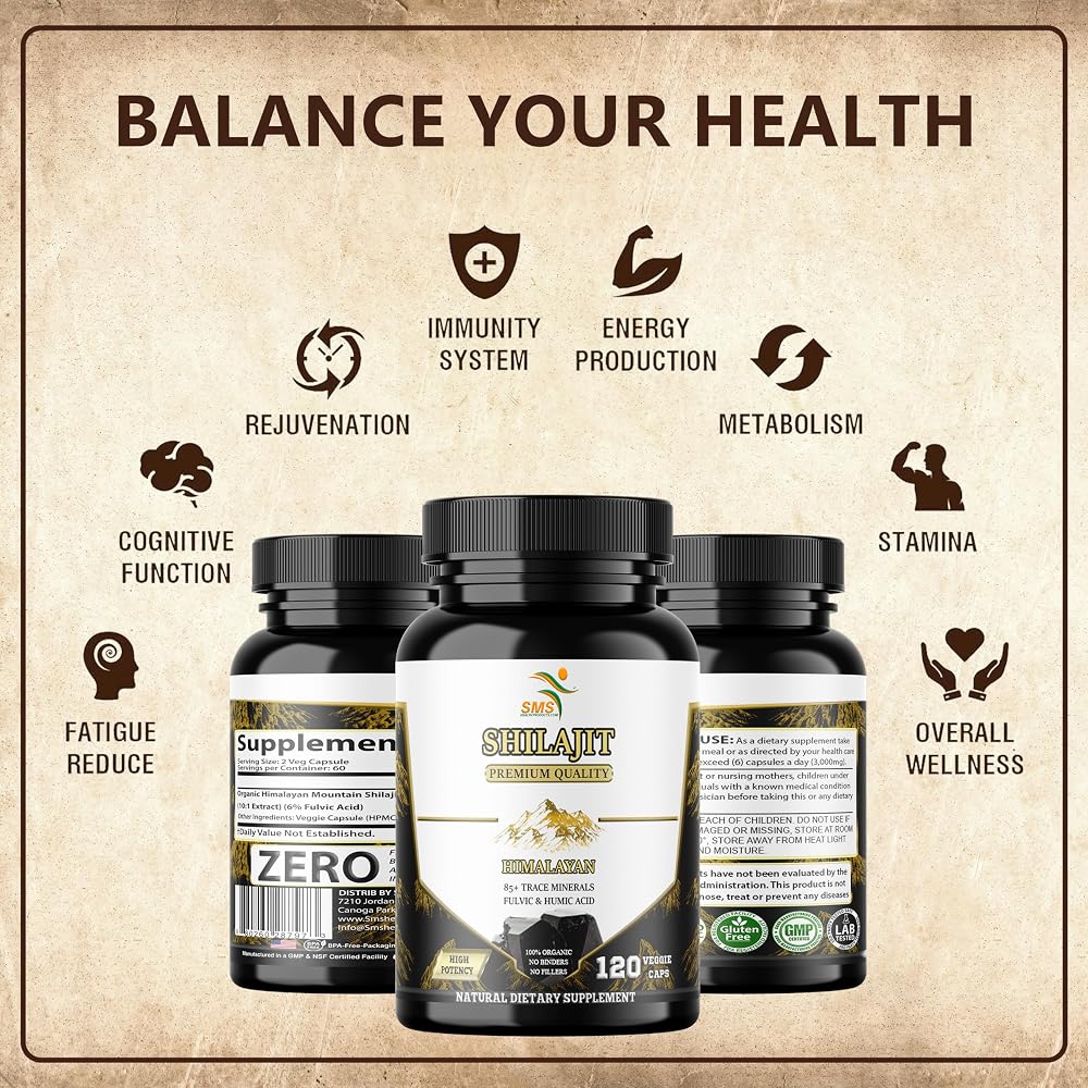 SMSHEALTHPRODUCTS.com Shilajit Pure Himalayan Capsules - 120 Count - image 3