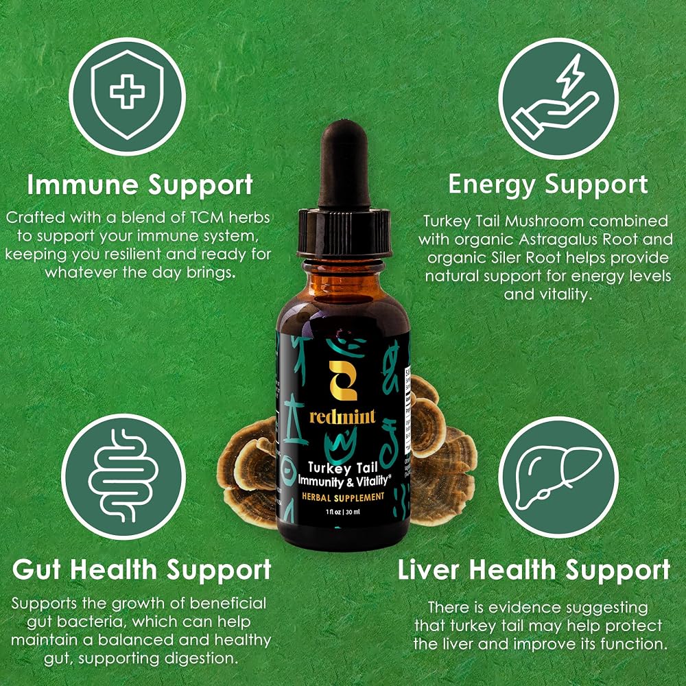 Redmint Lion's Mane and Turkey Tail and Cordyceps Mushroom Herbal
