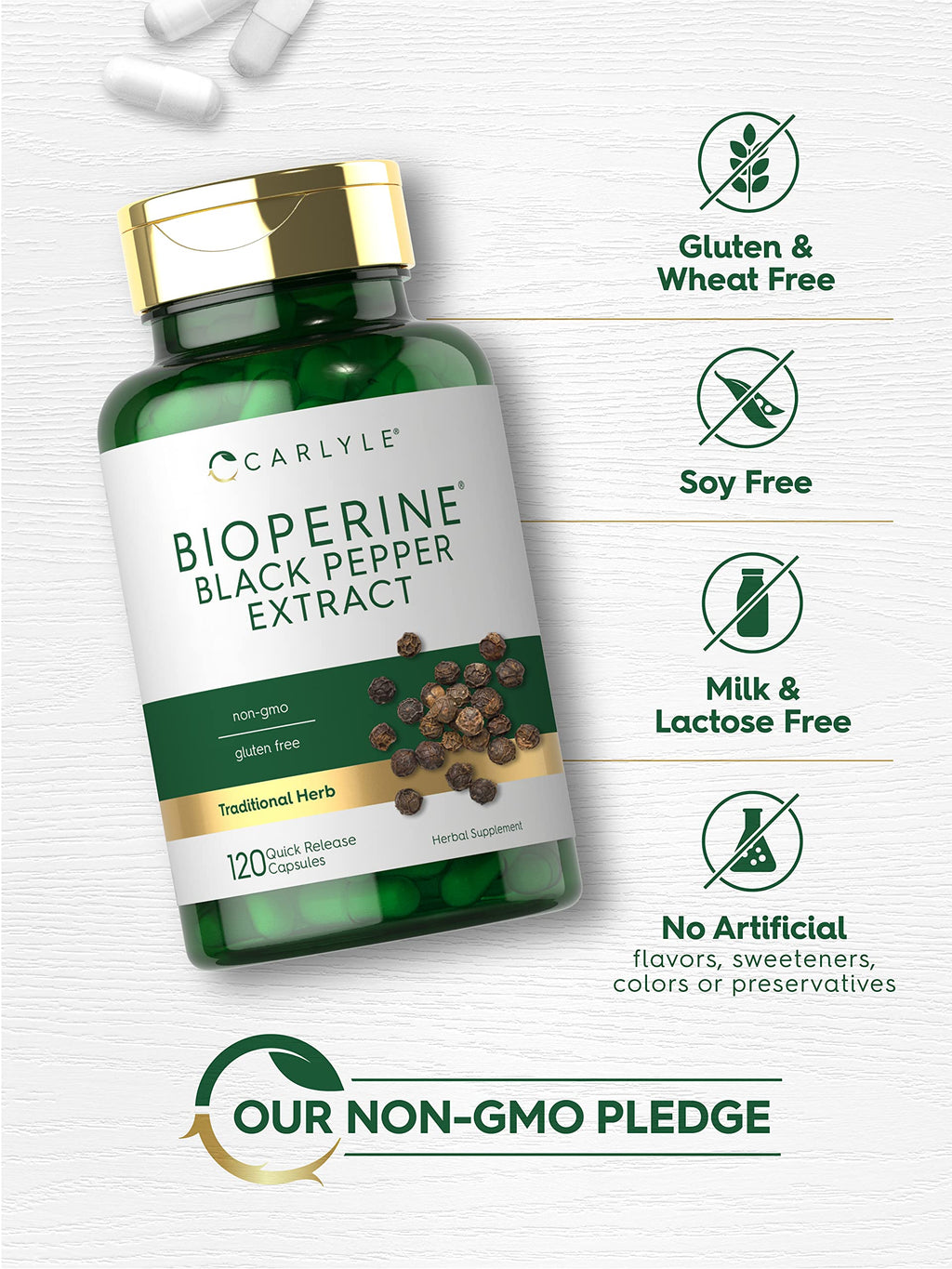 Carlyle Bioperine 10mg Black Pepper Extract - 120 Capsules - image 5