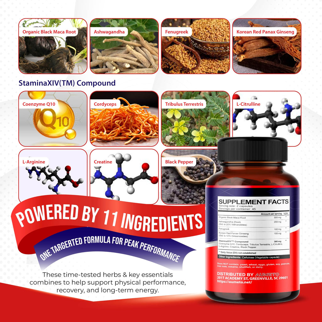 Aumeto Black Maca Root Plus 11-in-1 with Ashwagandha - 90 Capsules - image 3