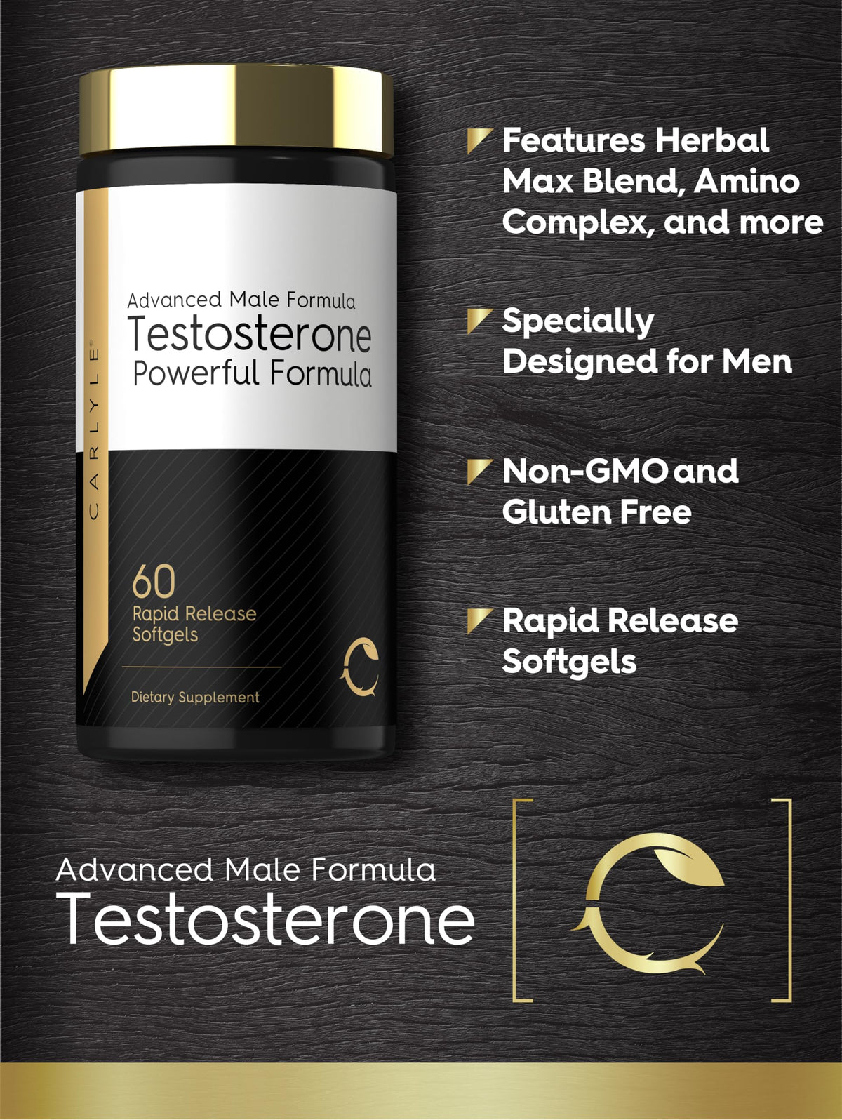 Carlyle Testosterone Supplement for Men - 60 Softgels - image 4