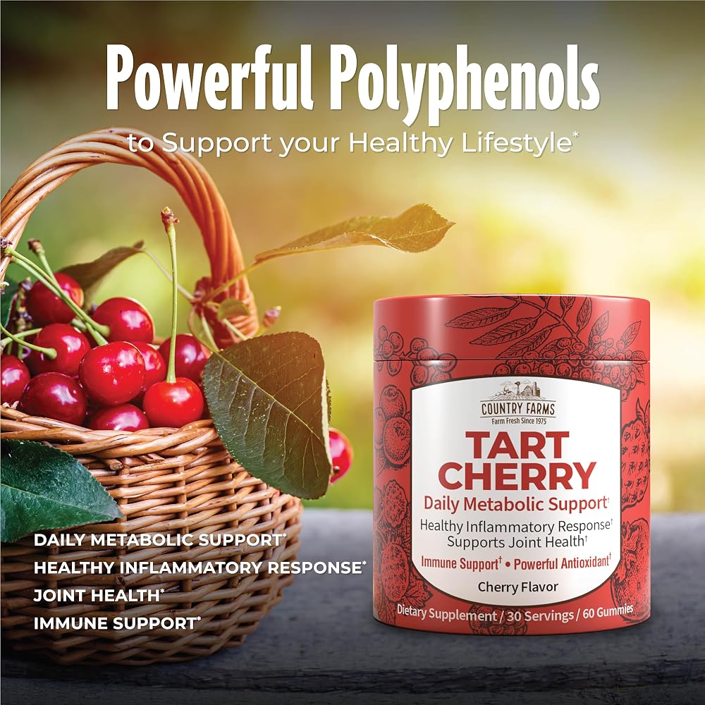 Country Farms Tart Cherry Gummies for Metabolic Support - 60 Gummies - image 6