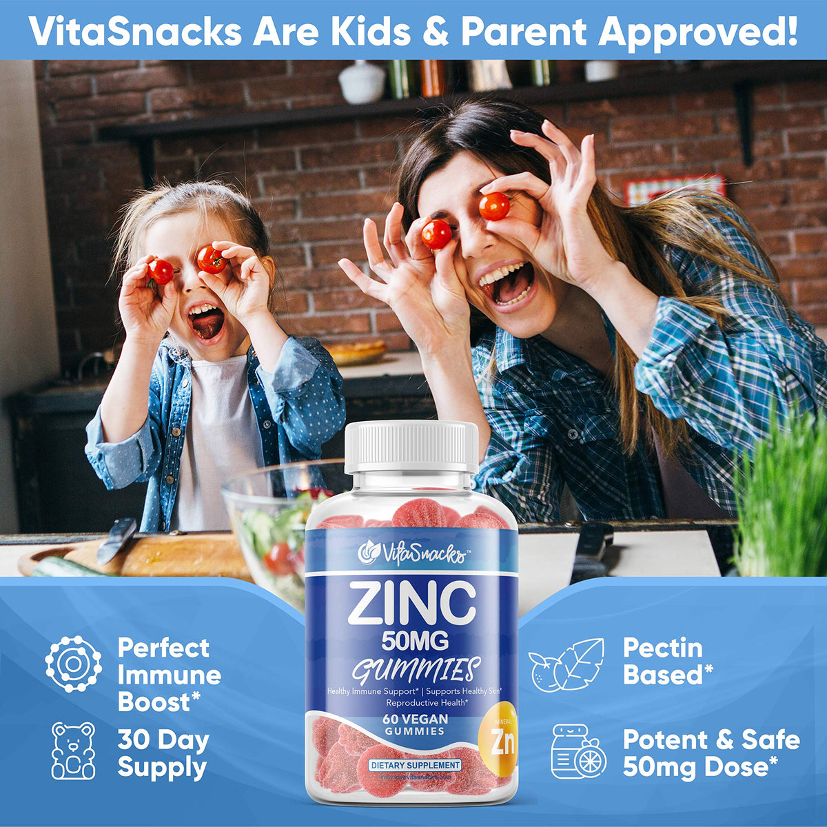 VitaSnacks Zinc Gummies 50mg Immune System Support - 60 Gummies - image 5