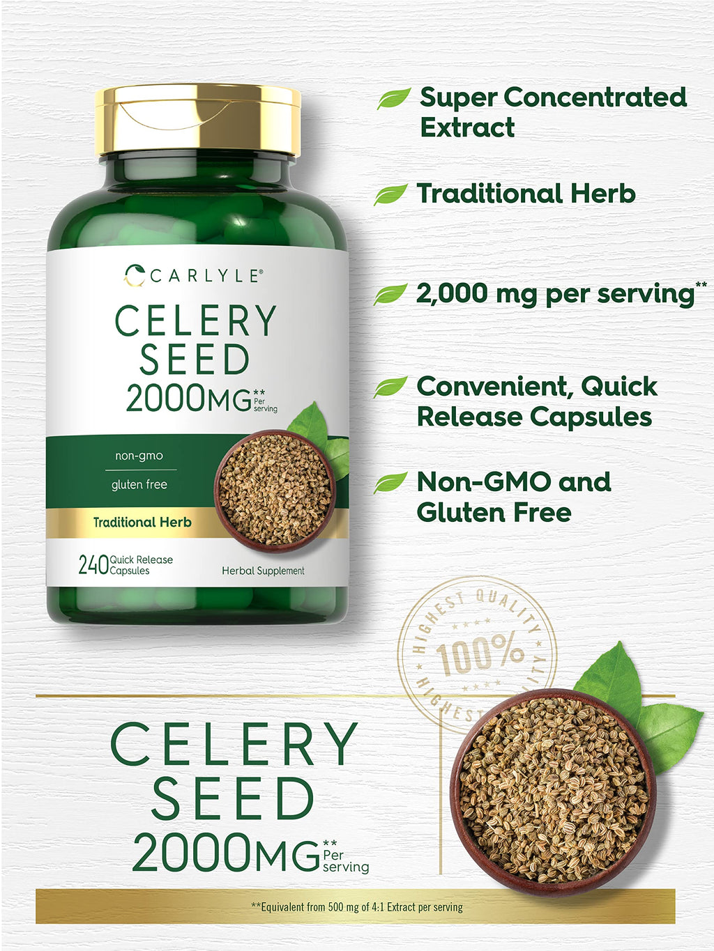 Carlyle Celery Seed Extract Capsules - 240 Count - image 3