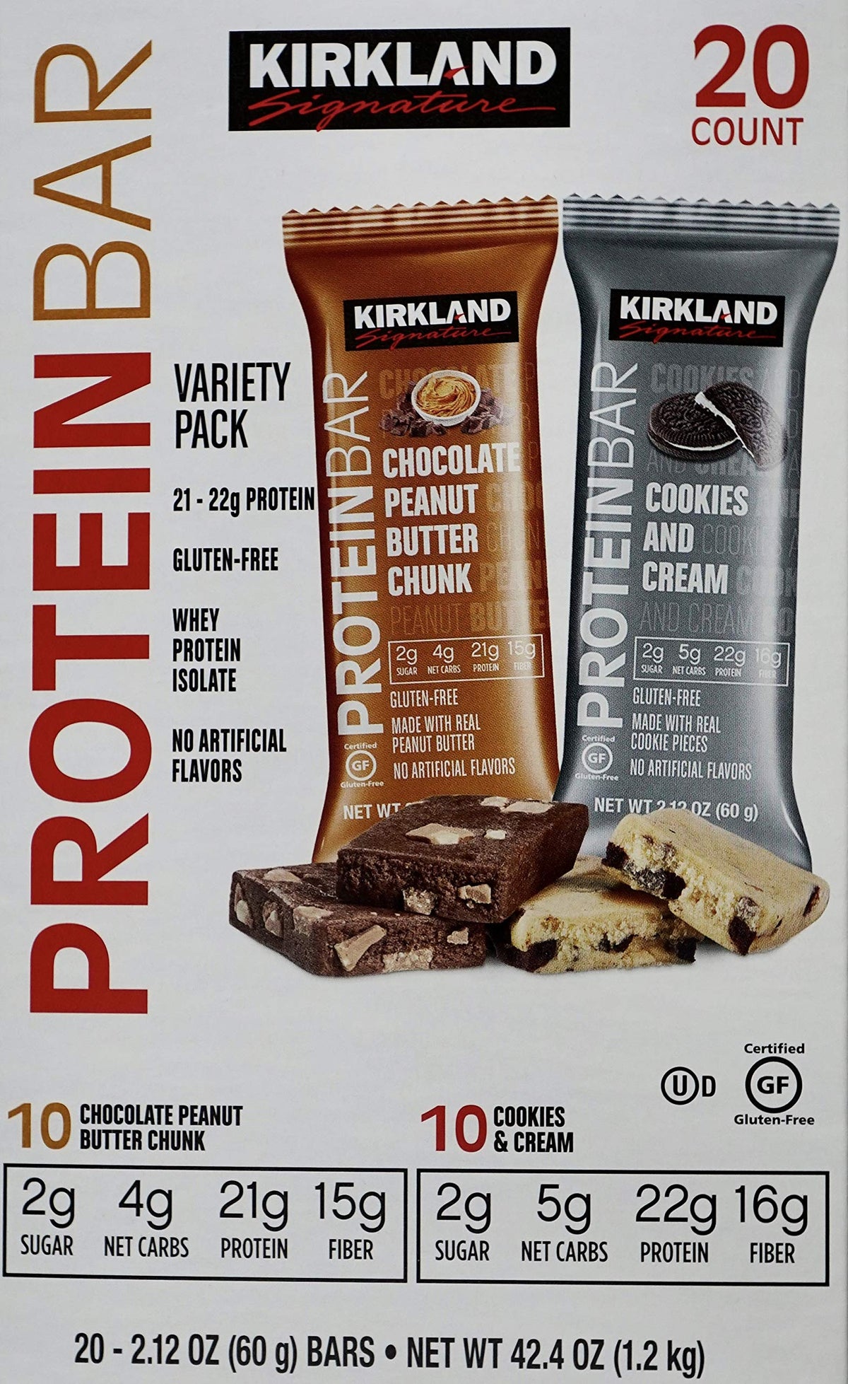 Kirkland Signature Protein Bars Chocolate Peanut Butter & Cookies Cream - image 2