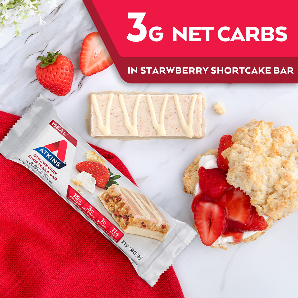 Atkins Strawberry Shortcake Protein Meal Bar - 30 Count - image 5