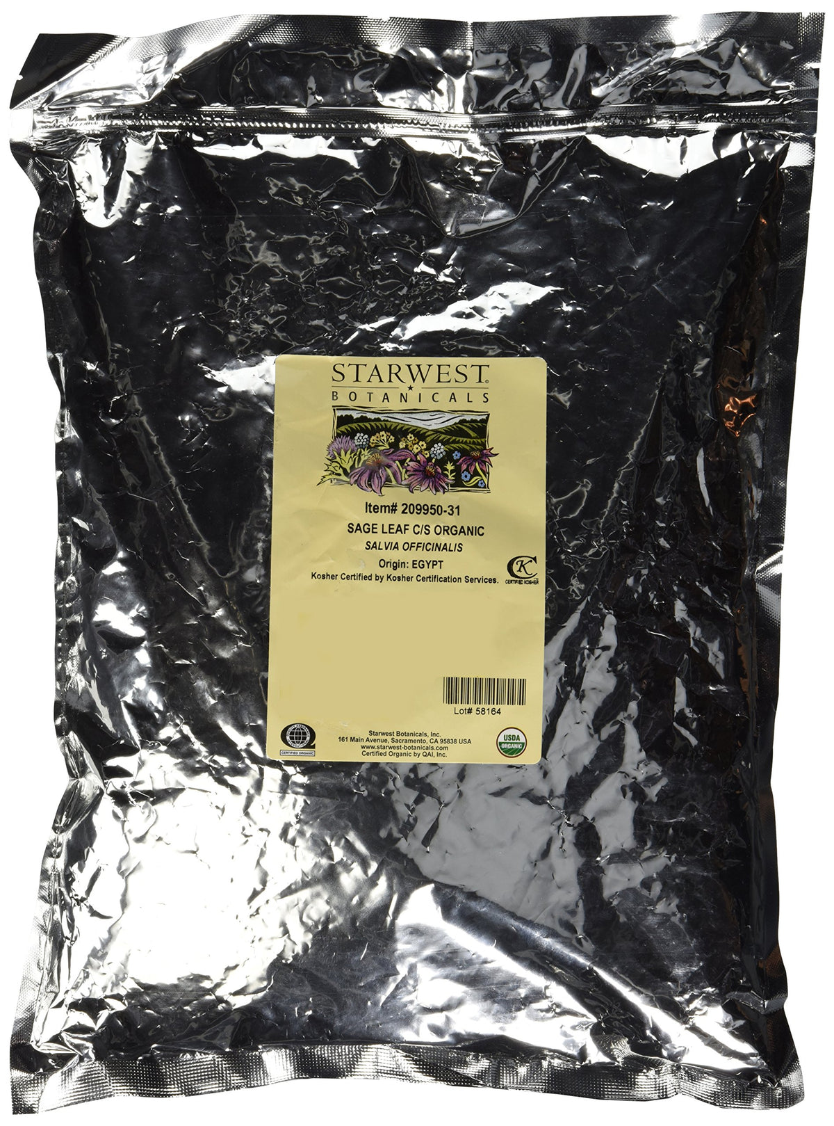 Starwest Botanicals Sage Leaf Cut/Sifted Organic Herb - 1 Pound